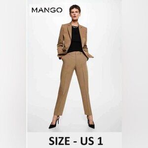 Mango, Women's Pleated suit trousers, Color: Medium Brown. Size: 1 (US). NWT.